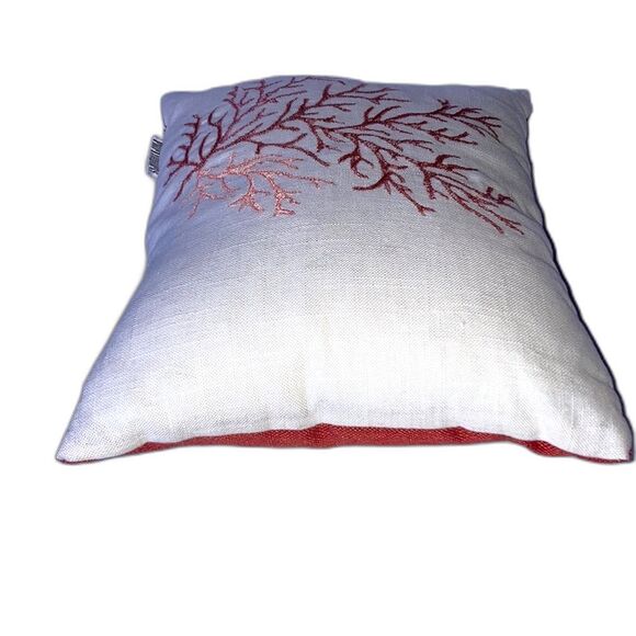 PIER 1 Throw Pillow Nautical Beach Embroidered Coral Pillow Cover 15 x 12 inches - Picture 5 of 10